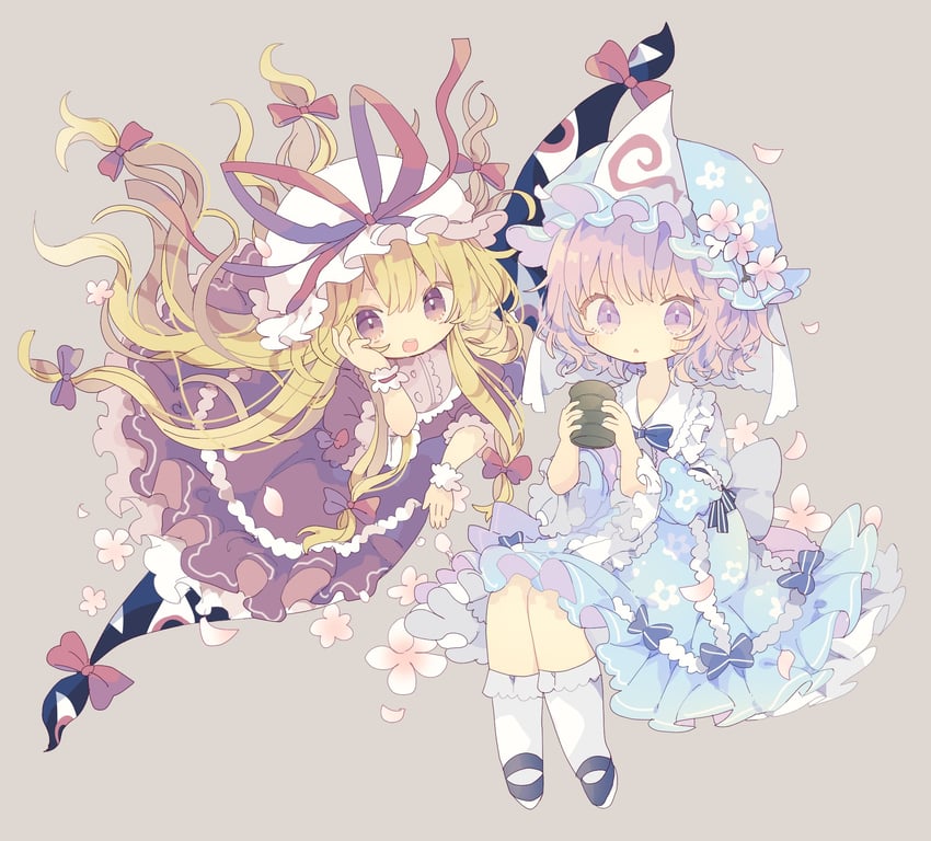 yakumo yukari and saigyouji yuyuko (touhou) drawn by nikorashi-ka