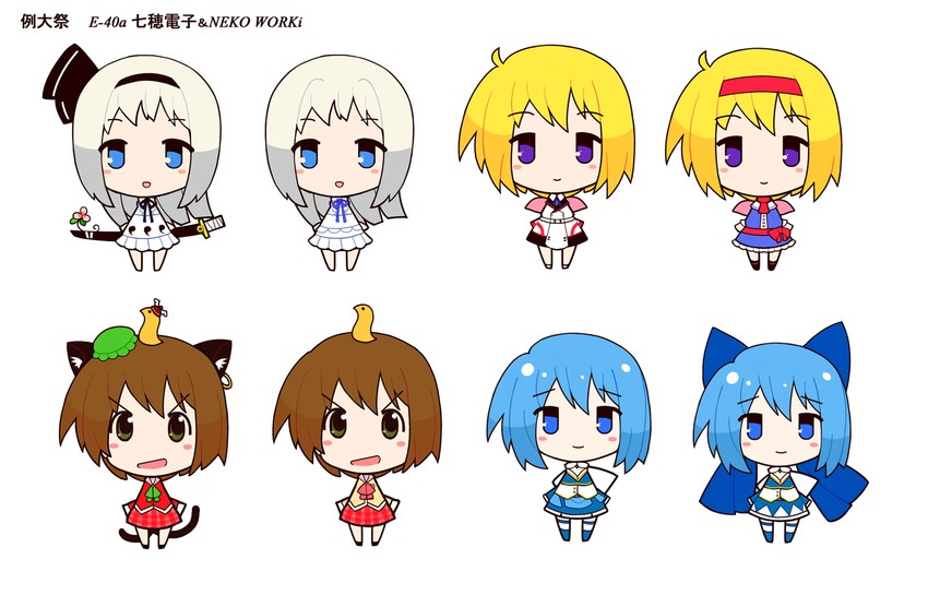 konpaku youmu, cirno, alice margatroid, miki sayaka, chen, and 4 more (touhou and 4 more) drawn by ideolo