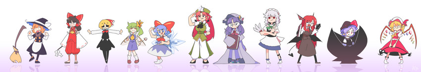 hakurei reimu, kirisame marisa, remilia scarlet, flandre scarlet, izayoi sakuya, and 6 more (touhou and 1 more) drawn by slascoplerd
