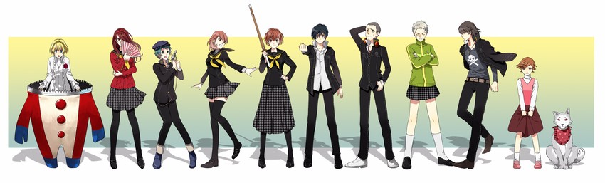 narukami yu, yuuki makoto, shirogane naoto, satonaka chie, aigis, and 16 more (persona and 3 more) drawn by shiro96