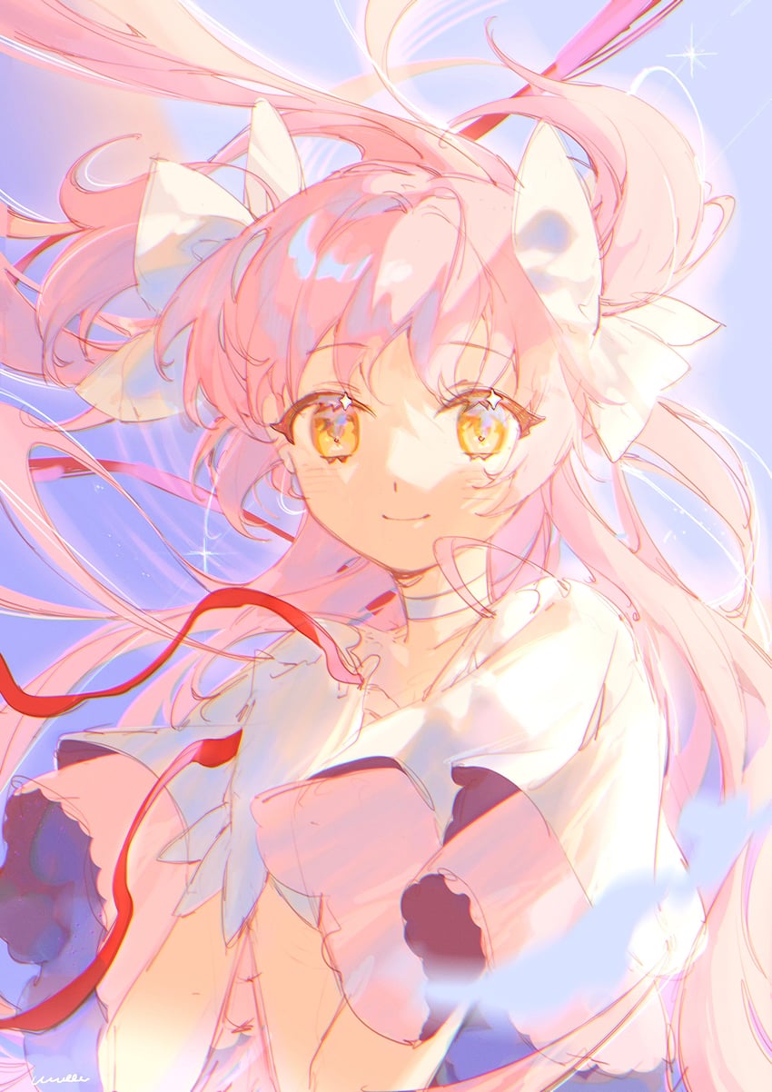 kaname madoka and ultimate madoka (mahou shoujo madoka magica) drawn by peachuu