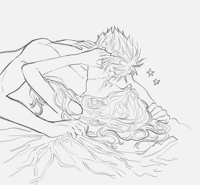 cloud strife and aerith gainsborough (final fantasy and 1 more) drawn by mmmckayyy