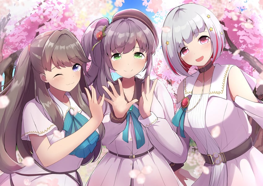 fujishima megumi, otomune kozue, and yugiri tsuzuri (love live! and 1 more) drawn by kaudon