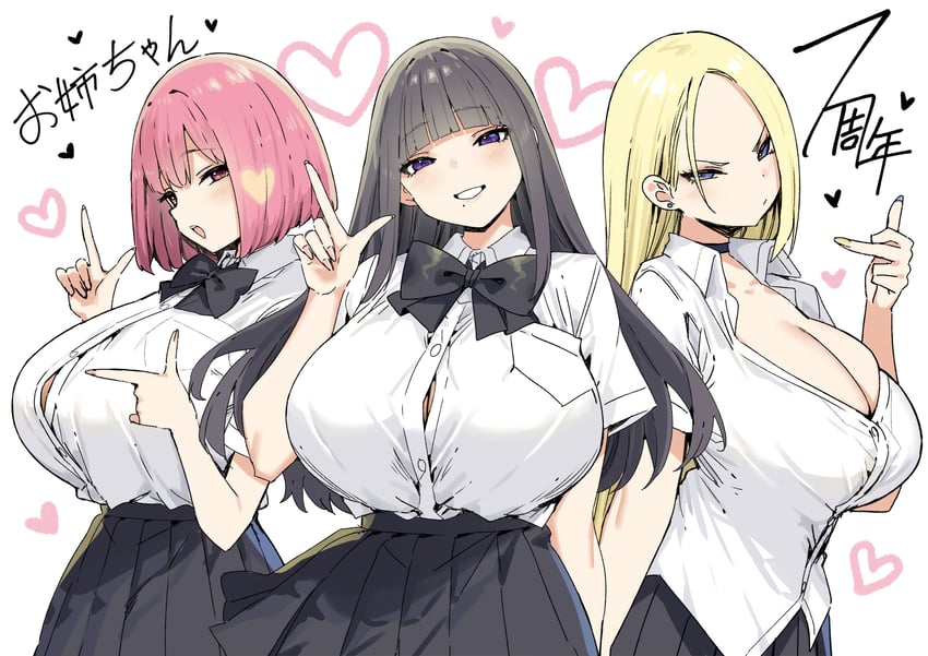 aimi, rena, and akane (original) drawn by sky-freedom