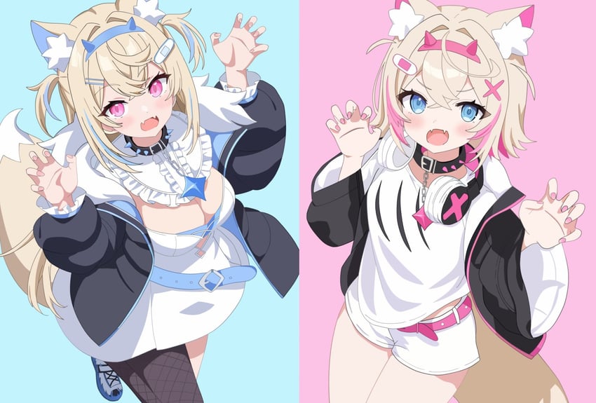 fuwawa abyssgard and mococo abyssgard (hololive and 1 more) drawn by osushiart