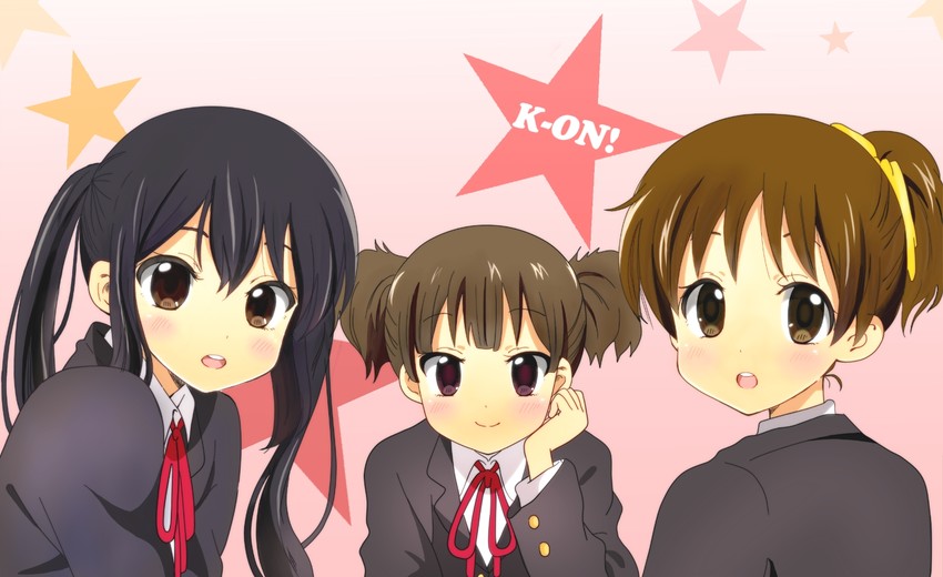 nakano azusa, hirasawa ui, and suzuki jun (k-on!) drawn by ryoutan