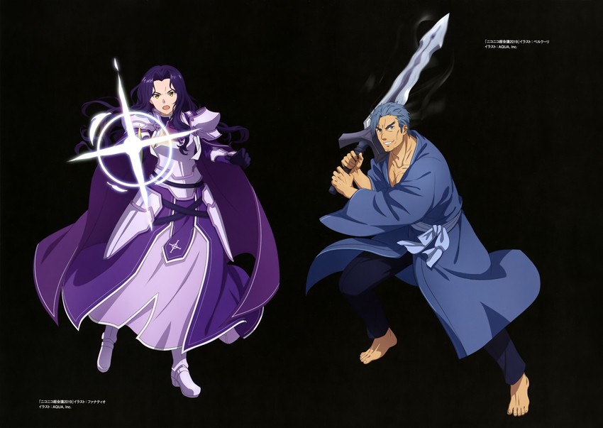 bercouli and fanatio synthesis two (sword art online and 1 more) drawn by aquastar_inc.