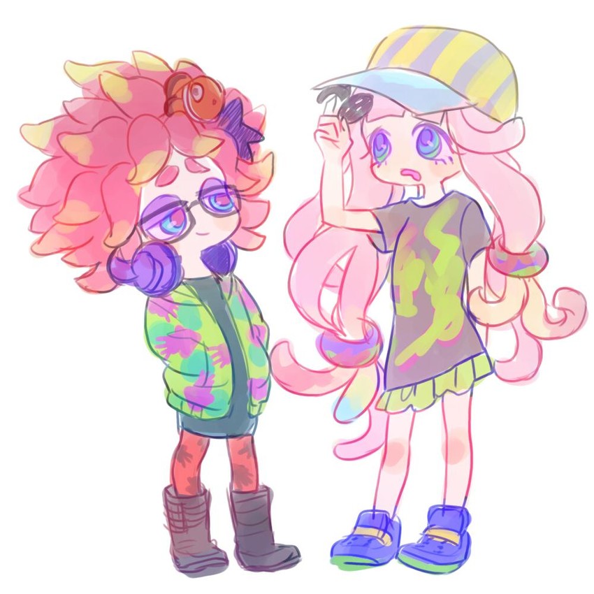 harmony, harmony's clownfish, and annie (splatoon and 1 more) drawn by uzus