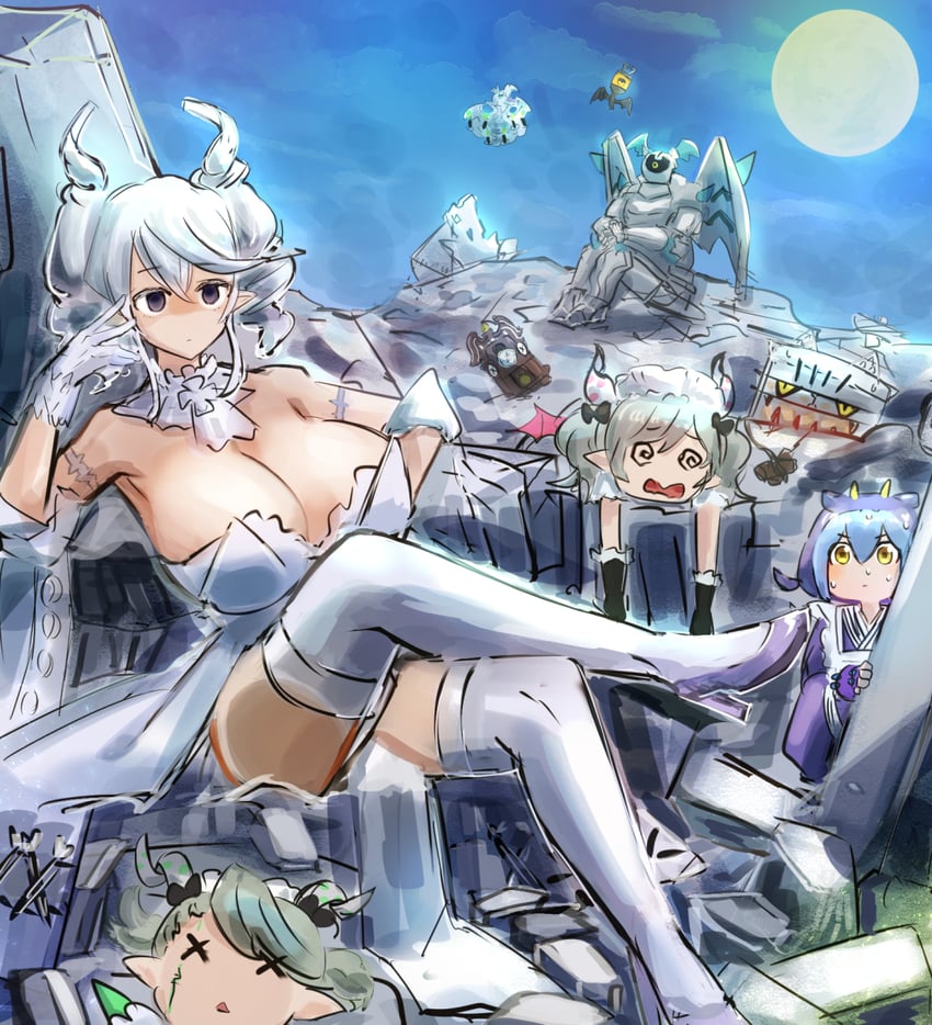 lovely labrynth of the silver castle, laundry dragonmaid, arianna the labrynth servant, arianne the labrynth servant, and labrynth archfiend (yu-gi-oh!) drawn by hatano_kiyoshi