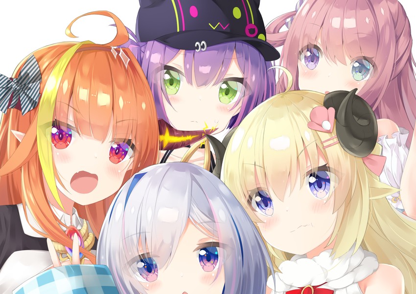 tokoyami towa, amane kanata, kiryu coco, tsunomaki watame, himemori luna, and 1 more (hololive) drawn by lr_(last_remote_514)