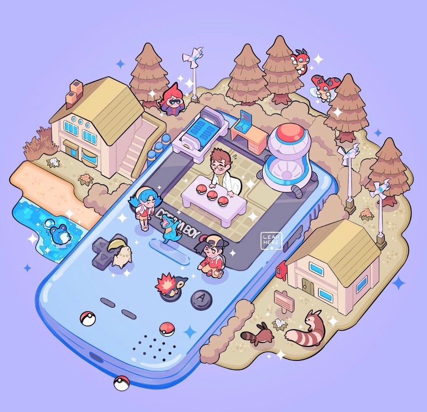ethan, silver, kris, cyndaquil, chikorita, and 6 more (pokemon and 1 more) drawn by leaphere