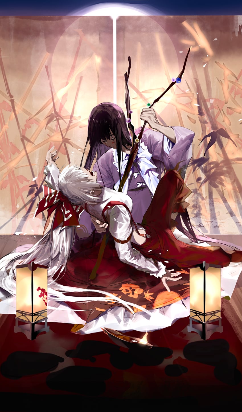 fujiwara no mokou and houraisan kaguya (touhou) drawn by li_ye_(bakugokatsuki)