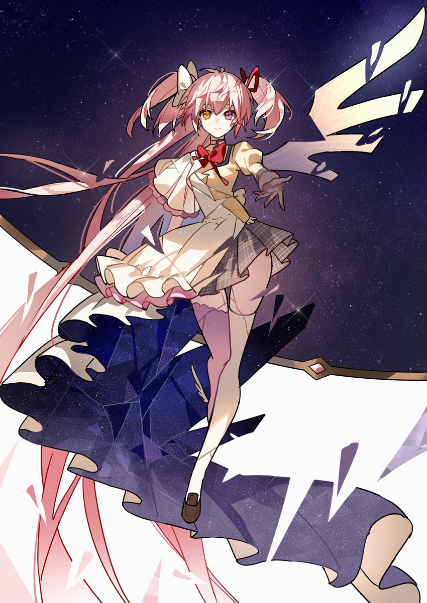 kaname madoka and ultimate madoka (mahou shoujo madoka magica) drawn by kazenemuri