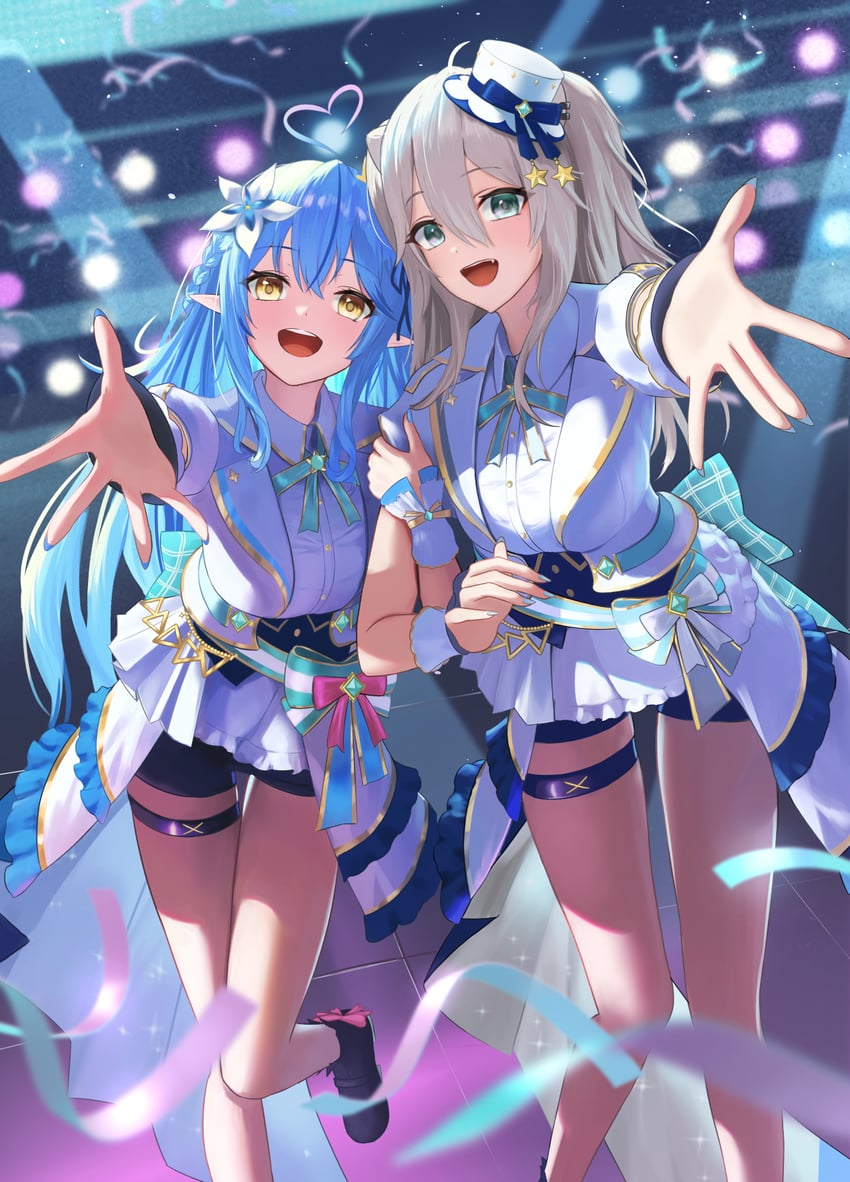 yukihana lamy and shishiro botan (hololive) drawn by torjun_111