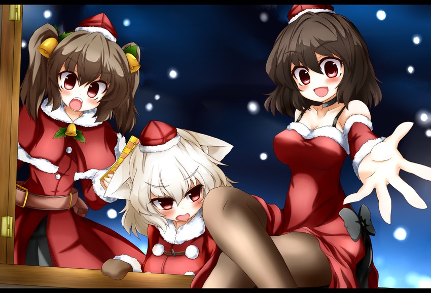 shameimaru aya, inubashiri momiji, and himekaidou hatate (touhou) drawn by takatoiyori