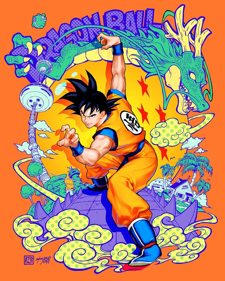 son goku and shenron (dragon ball and 1 more) drawn by az_pt
