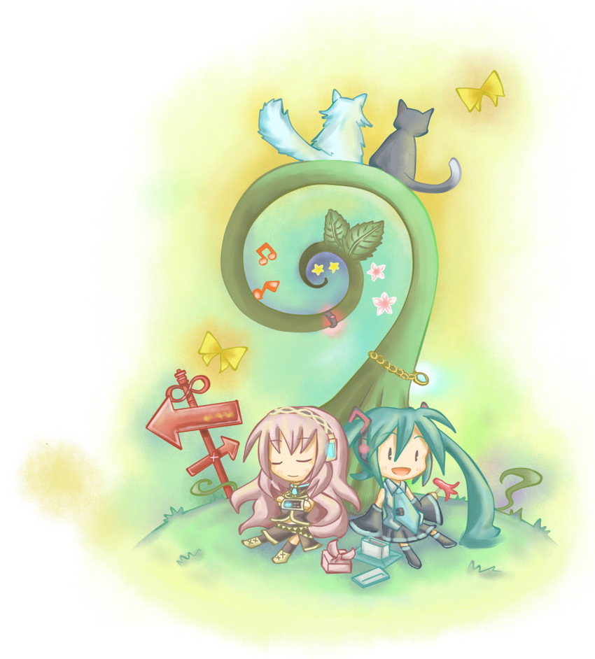 hatsune miku and megurine luka (vocaloid) drawn by nekoyanagi_yune