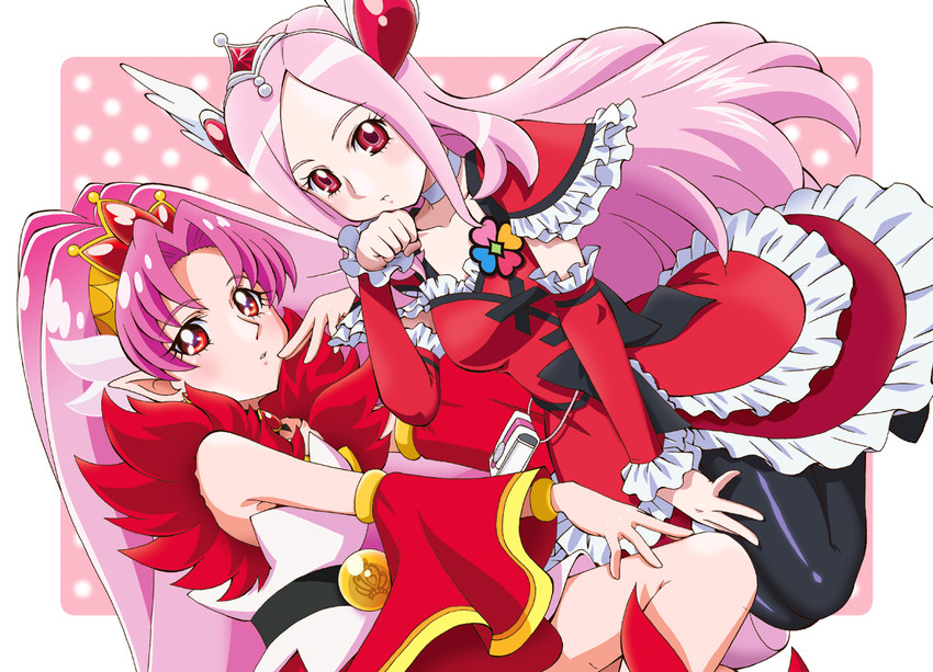 higashi setsuna, cure passion, akagi towa, and cure scarlet (precure and 2 more) drawn by boo_(takagi)