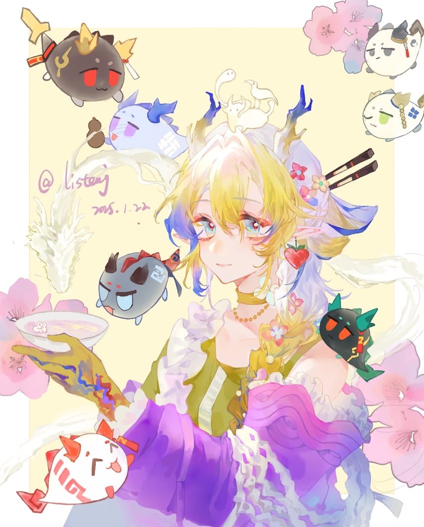 shu, dusk, nian, ling, chongyue, and 2 more (arknights) drawn by jintiandetingyufanchelema