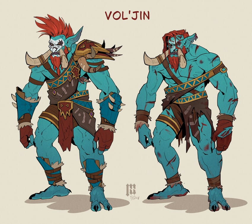vol'jin (warcraft and 1 more) drawn by mneves_art
