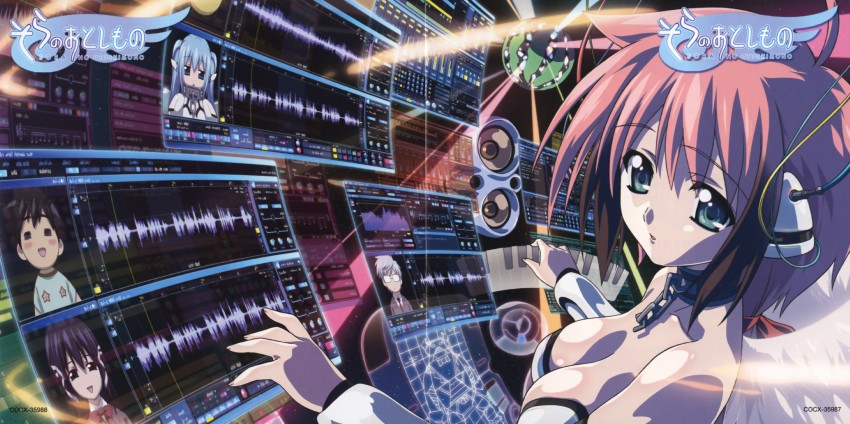 ikaros, nymph, sakurai tomoki, satsukitane mikako, and sugata eishirou (sora no otoshimono)