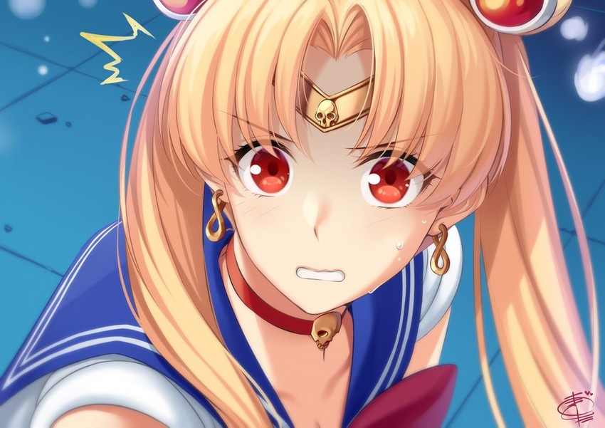 ereshkigal and sailor moon (fate and 3 more) drawn by okitakung