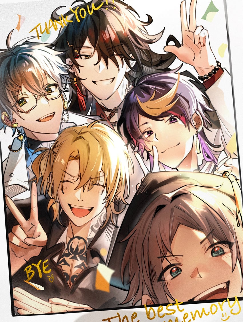 ike eveland, vox akuma, luca kaneshiro, shu yamino, and mysta rias (nijisanji and 1 more) drawn by jieli