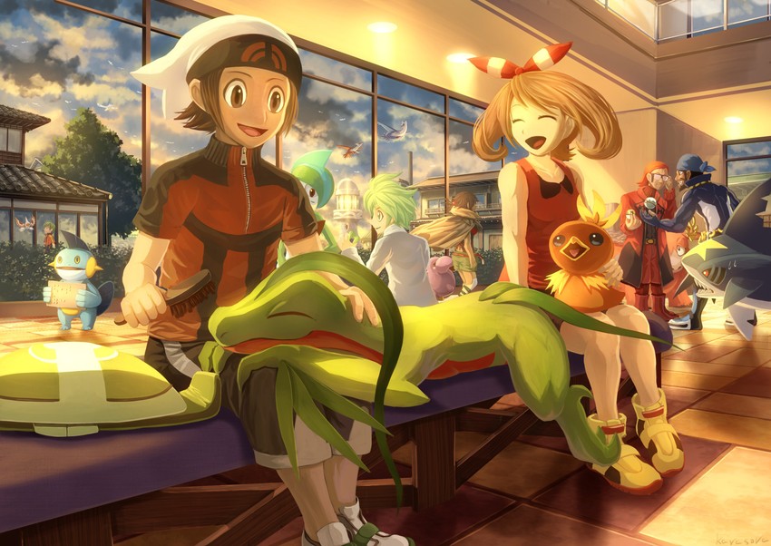 may, brendan, torchic, gallade, latias, and 12 more (pokemon and 1 more) drawn by karamimame
