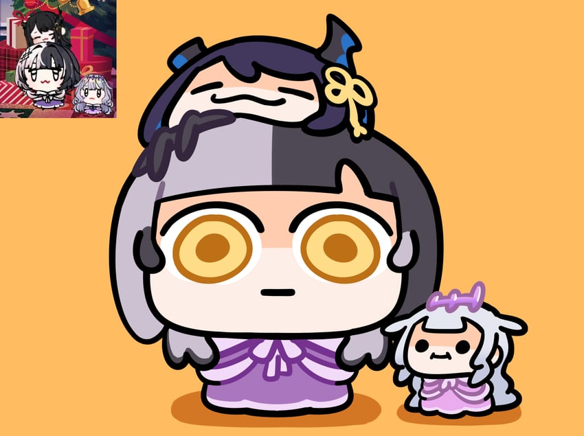 shiori novella, nerissa ravencroft, and koseki bijou (hololive and 1 more) drawn by keenbiscuit