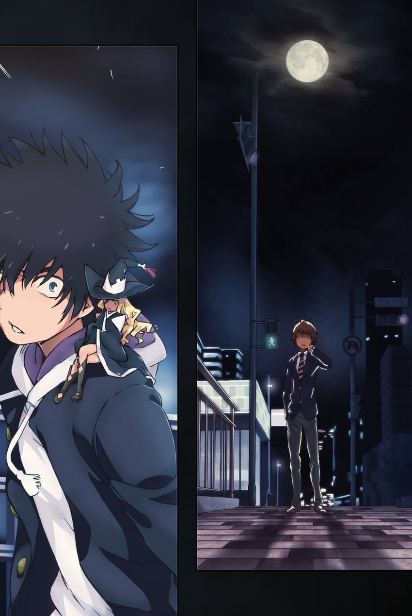 kamijou touma, othinus, and kamisato kakeru (toaru majutsu no index and 1 more) drawn by gazing_eye and haimura_kiyotaka