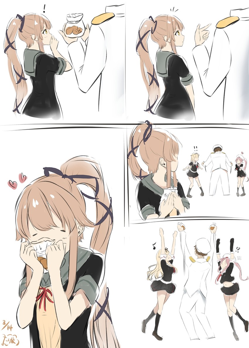 admiral, yuudachi, yuudachi kai ni, harusame, yura, and 1 more (kantai collection) drawn by shanghmely