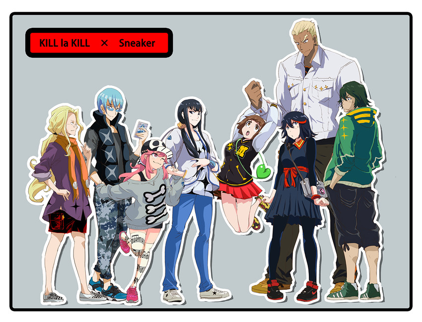 matoi ryuuko, kiryuuin satsuki, mankanshoku mako, jakuzure nonon, gamagoori ira, and 3 more (kill la kill) drawn by 71_(nanaichi_drafting)