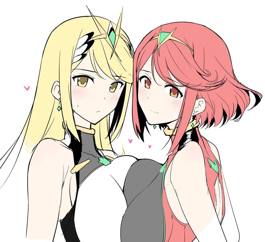 mythra and pyra (xenoblade chronicles and 1 more) drawn by halcon