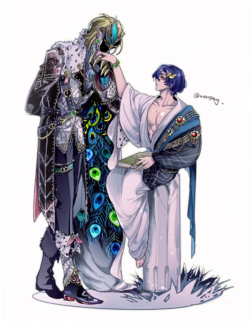 aventurine and dr. ratio (honkai and 1 more) drawn by mensang
