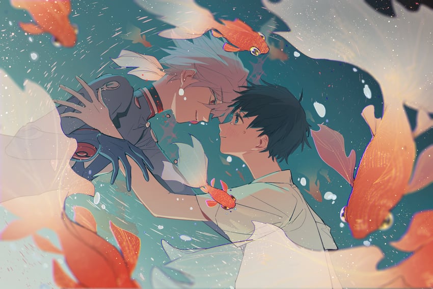 ikari shinji and nagisa kaworu (neon genesis evangelion and 1 more) drawn by feishui_chizi