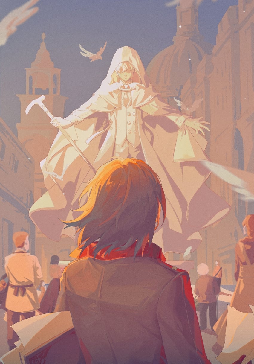 klein moretti, leonard mitchell, and merlin hermes (lord of the mysteries) drawn by zhimeng308