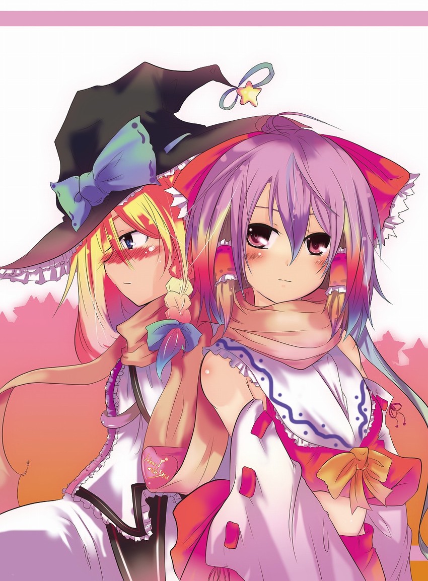 hakurei reimu and kirisame marisa (touhou) drawn by mito_(calcomer)