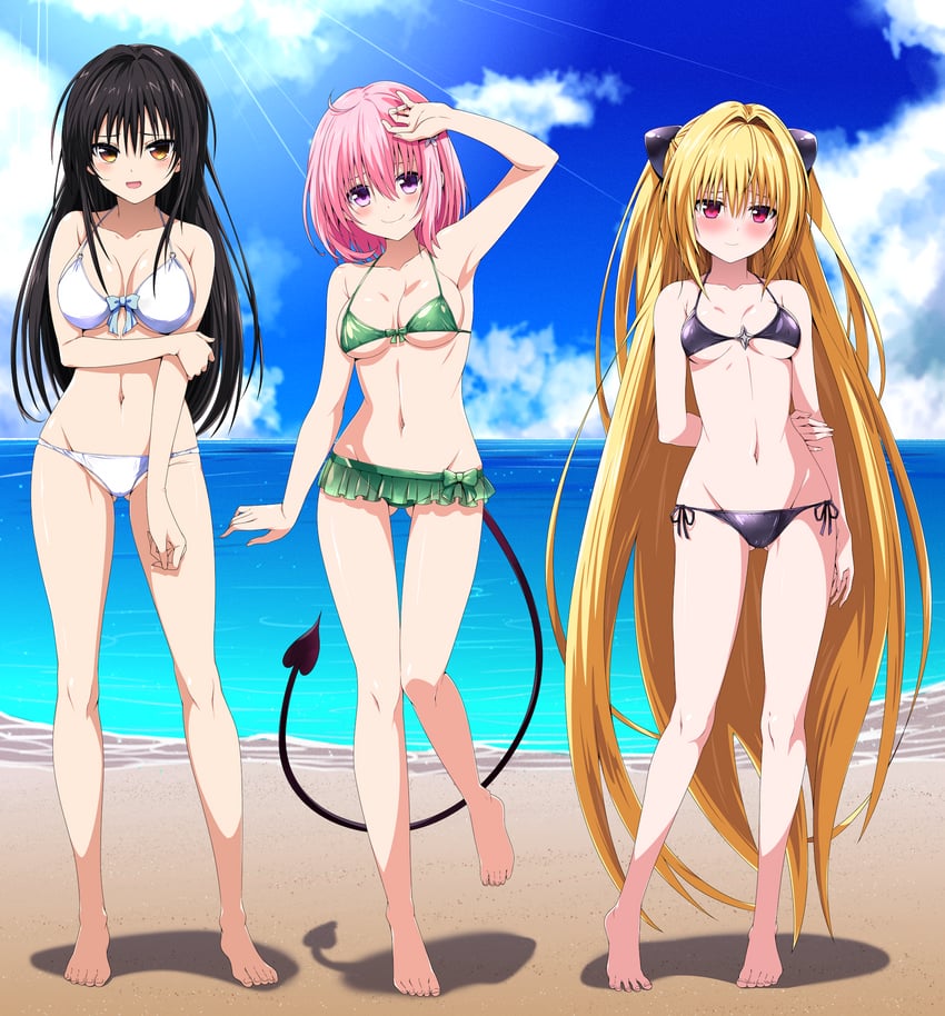 konjiki no yami, momo velia deviluke, and kotegawa yui (to love-ru) drawn by oki_kuro