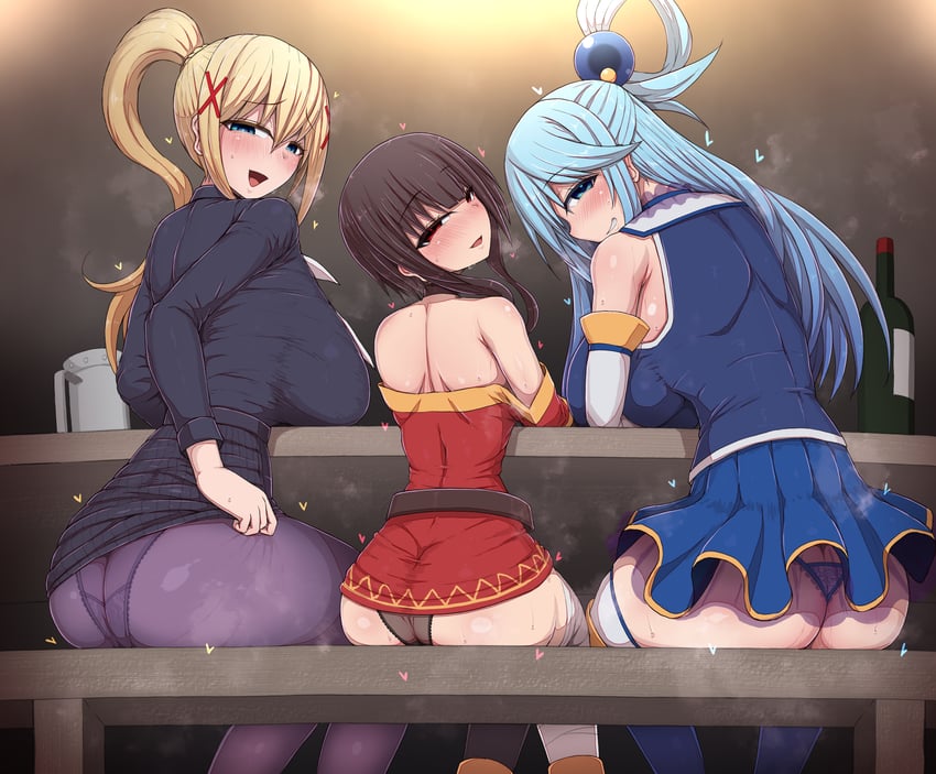 megumin, aqua, and darkness (kono subarashii sekai ni shukufuku wo!) drawn by ponponmaru