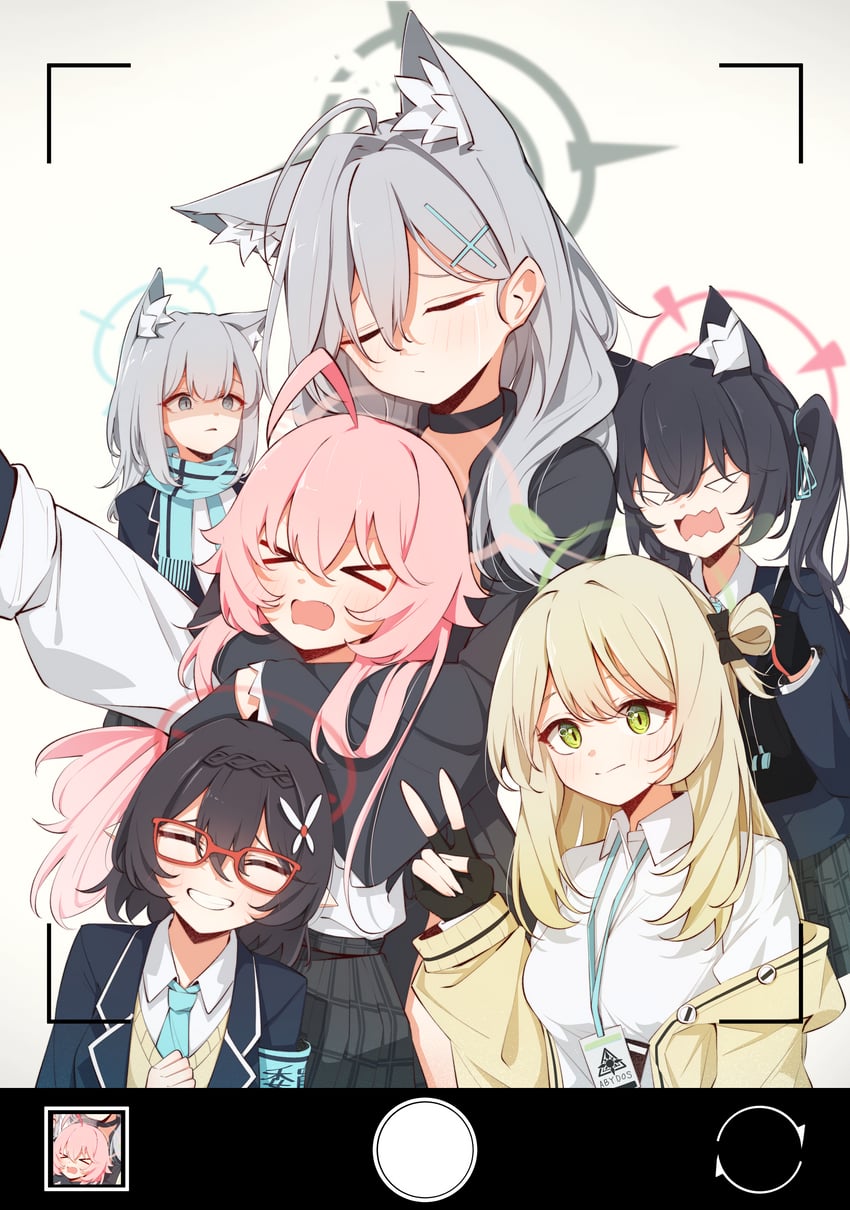 shiroko, hoshino, nonomi, shiroko terror, serika, and 1 more (blue archive) drawn by ramube