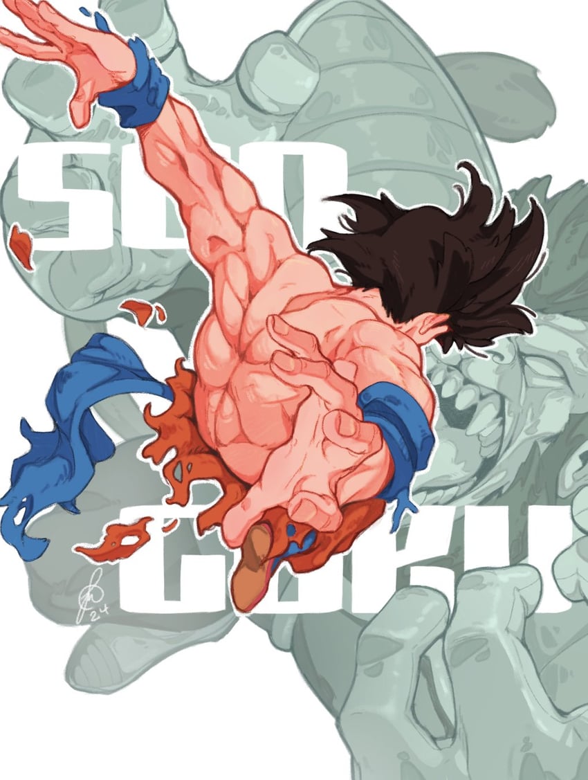 son goku, vegeta, and oozaru (dragon ball and 1 more) drawn by fedorartt