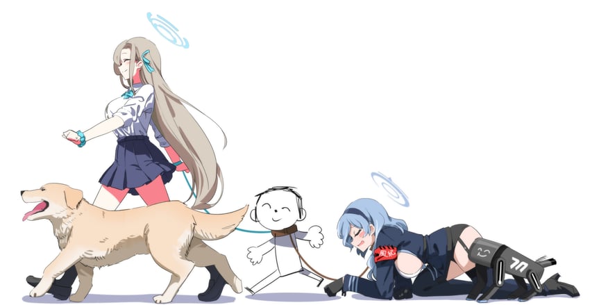 sensei, doodle sensei, asuna, and ako (blue archive) drawn by csham