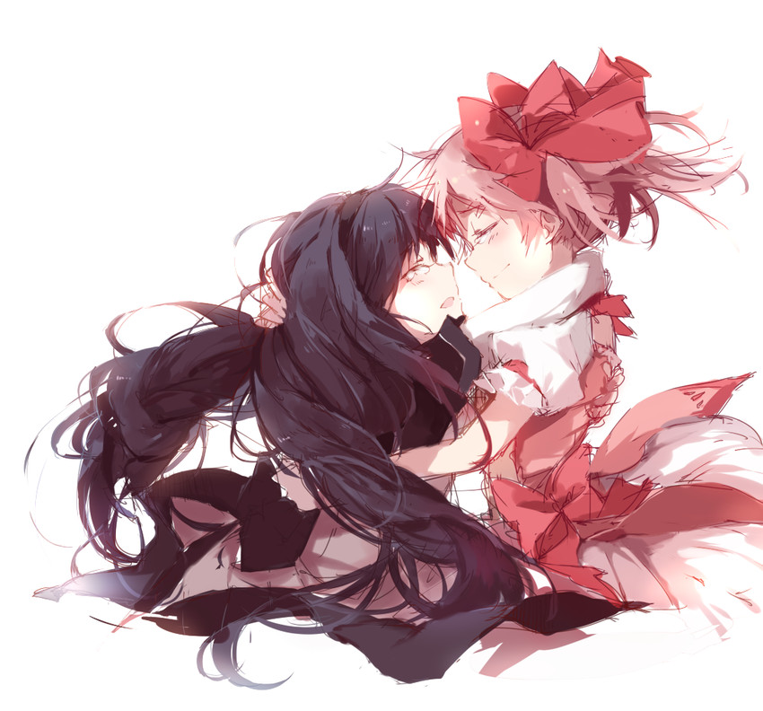 akemi homura and kaname madoka (mahou shoujo madoka magica) drawn by imoko_(imonatsuki)