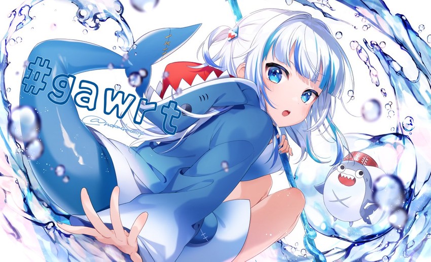 gawr gura and bloop (hololive and 1 more) drawn by nokachoco114
