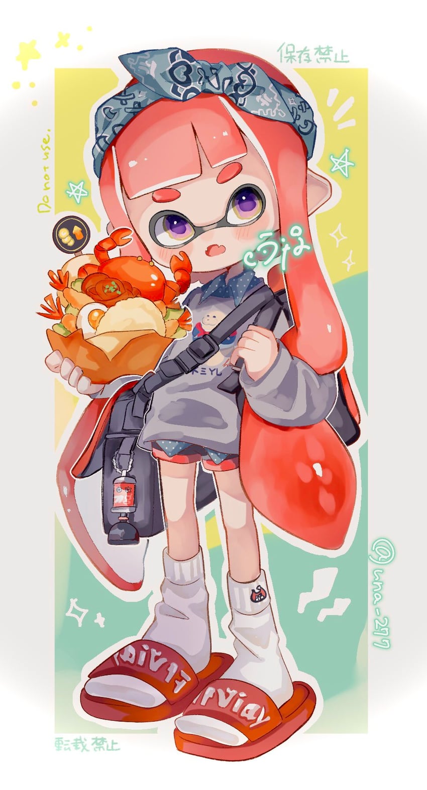 inkling player character and inkling girl (splatoon and 1 more) drawn by una_ku_277
