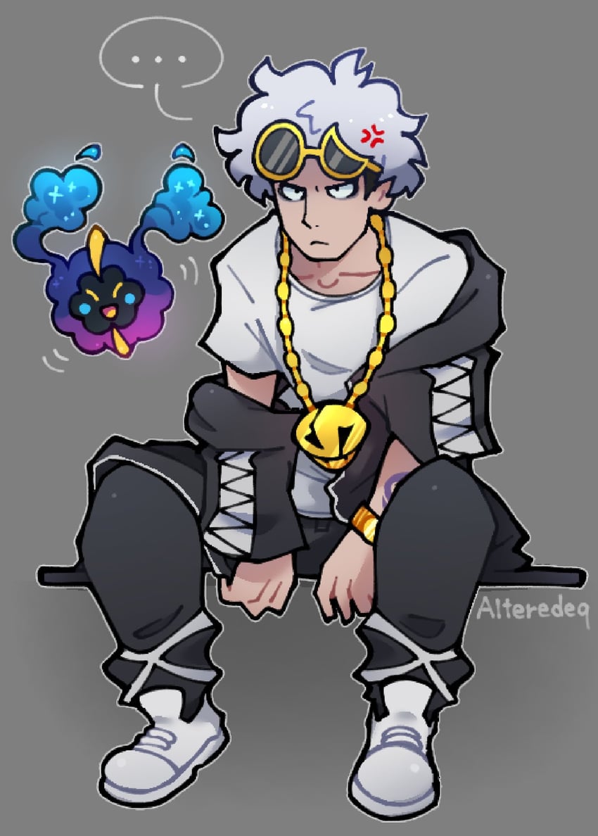 cosmog and guzma (pokemon and 1 more) drawn by alteredeq