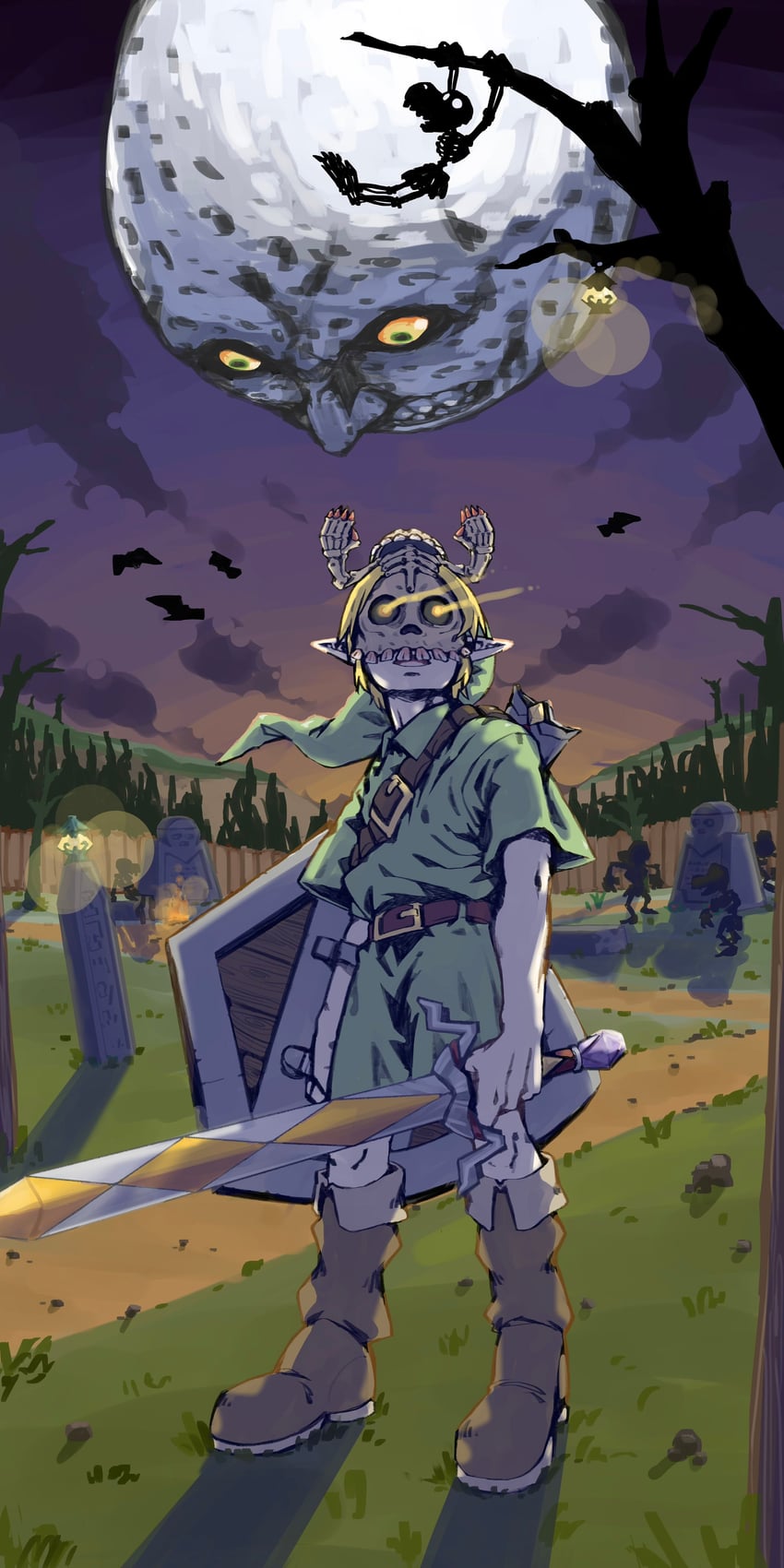 link and moon (the legend of zelda and 1 more) drawn by gus_uur