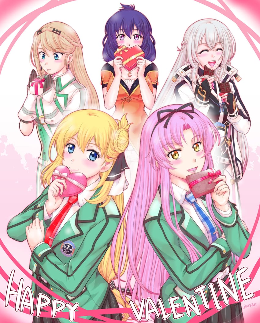 renne, agnes claudel, shizuna rem misurugi, elaine auclair, and rixia mao (eiyuu densetsu and 2 more) drawn by xiacheng_tatsuya