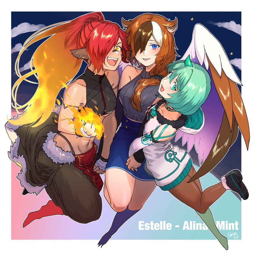 estelle, mint, and alina (original) drawn by tokitou_fuji
