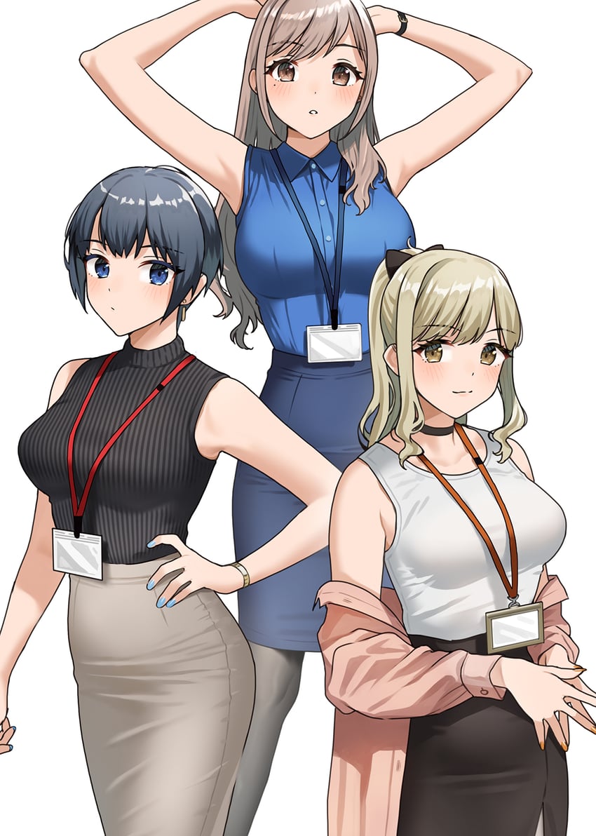 akaori umeka, kirito mihoko, and sawamoto mikan (kaisha no senpai akaori-san) drawn by doushimasho